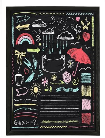 MG Design Kreidetafel aus Holz 50 x 70 cm – Robuste Wandtafel mit Schwarz Holzrahmen, leicht abwischbare Oberfläche für Zuhause Bars & Schulen
