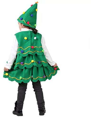 SHITOOMFE Abiti per l'albero di Natale, Costume per l'albero di Natale Abiti per cappelli verdi di Vestito operato per spettacoli teatrali per bambini alti 39, 37 pollici
