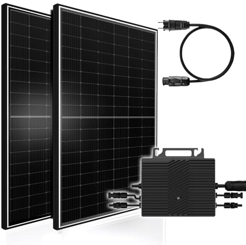 Balkonkraftwerk 900W Solaranlage mit 800W Elecway Micro Wechselrichter WiFi Bluetooth, 2X 450W Bifazial Black Frame Solarmodule mit Elecway Wechselrichter für Haus Dach Terrasse Garten