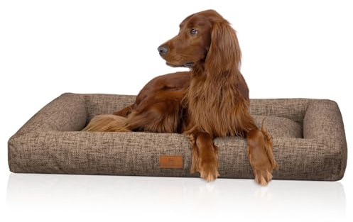 Knuffelwuff Box Hundebett Nivaro XXL 121 x 81cm Braun | gemütliches Hundebett mit Rand | weicher Webstoff waschbar 30 °C | formstabile Polsterung | Nicht orthopädisch | für Junge & aktive Hunde