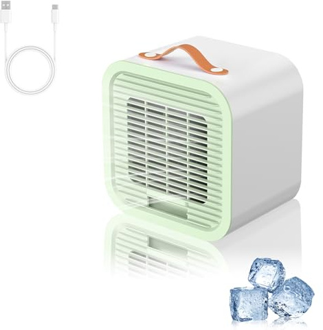 HyAdierTech Mini Condizionatore Portatile senza Fili, 2 in 1 Ventilatore Raffrescatore Ad Acqua, Ventilatore USB Dello con 3 Velocità, Piccola Ventola di Raffreddamento Dell'aria per Casa Ufficio