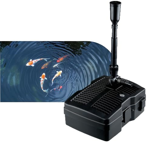 AQPOND Unity Filtro Interno per Laghetto 3 in 1 con Pompa Fontana e Sterilizzatore UV 9W – Sistema Completo di Filtrazione con Giochi d’Acqua per Laghetti da Giardino