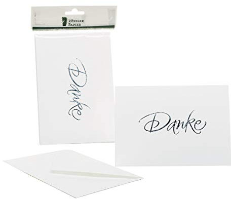 Rössler Papier 1181956009 - Kartenpack DIN B6 (120/240 x 169mm), Danke - weiss