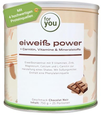 for you Power Eiweiß Schoko 750 g – Mehrkomponenten Eiweißpulver | Mit L-Carnitin, nach Dr. Strunz | Protein aus Molke, Soja, Milch & Ei | Sehr gut löslich