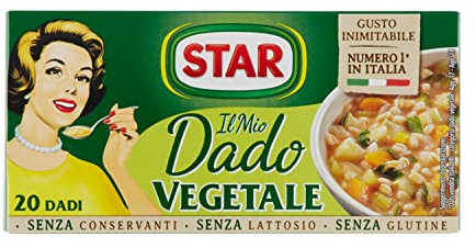 STAR il Mio Dado Vegetale con 9 verdure, 20 Dadi, 200 gr, senza conservanti, senza lattosio e senza glutine. Ottimo insaporitore per i piatti a base di verdura e pesce.