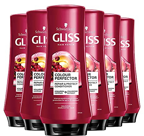 Schwarzkopf Gliss Colour Protect Conditioner, for Coloured Hair with UV Filter, Multipack 6 x 200 ml
