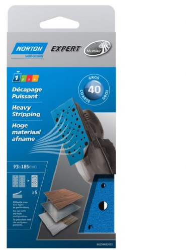 Norton - 5 garnitures corindon Multi-Air 93 x 185 mm (grain 40)