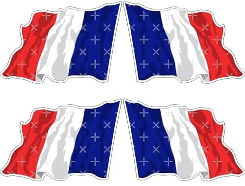 Lot de 4 autocollants en vinyle pour casque Motif drapeau français 50 mm