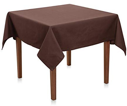 Tischdecke Uni Polyester - Einfarbig, Pflegeleicht, Bügelfrei, Tischtuch, Tischwäsche, Privat, Restaurant, Hotel, Handgefertigt, Made in Europa (Braun, 130x130 cm)