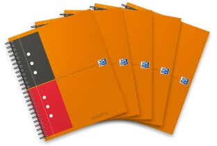 Oxford Notebook International A5, liniert, 160 Seiten, stabiler Kartondeckel, 5 Stück