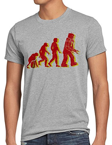 style3 Roboter Evolution Herren T-Shirt Sheldon, Größe:M;Farbe:Grau meliert