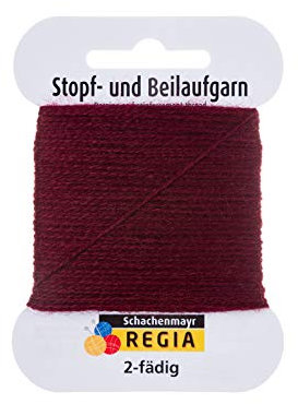 REGIA 2-fädig Uni 9801278-00315 burgundy Handstrickgarn, Sockengarn, Beilaufgarn, 5g Kärtchen