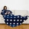 Kanguru Deluxe Stars, fluffy, fleece adults, sleeves with Kangaroo pocket, for women, snuggle blanket, blue, 140x210 cm, Flannel, Single