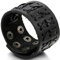 Flongo Herrenarmband Männer Armreif Lederarmband Surferarmband groß breit Biker Armband Manschette Schwarz Geflochten Punk Rock Einstellbar