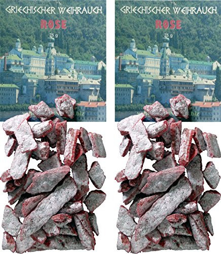 TRIMONTIUM GWR06-P2 Räucherwerk, griechischer Weihrauch Stücke Rose 2 x 25 g zum Räuchern auf Kohle oder Sieb