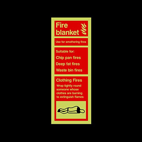 Fire Blanket Photoluminescent Plastic Sign - Emergency/Fire Exit/Extinguisher