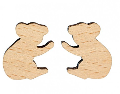 Miniblings Koala Ohrstecker Ohrringe Outback Australien Beuteltier Holz | In Berlin von Hand montierter Ohrschmuck, ein kleines Detail mit Wirkung