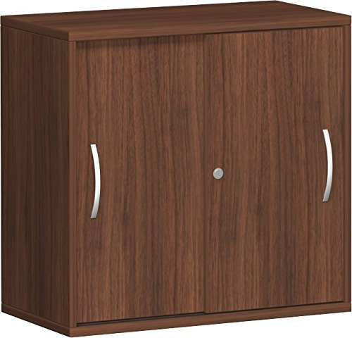 Geramöbel Schiebetürenschrank 1 Dekor-Einlegeboden, abschließbar, 800x425x768, Nussbaum/Nussbaum