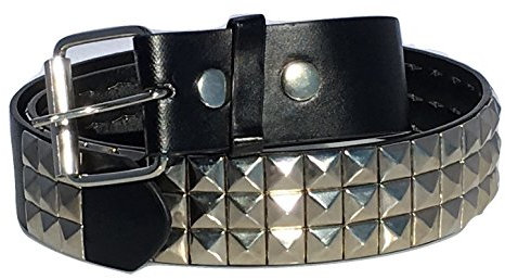 Dangerous Threads Schwarzer Nietengürtel - 3,8 cm - Nickel-Pyramiden-Nieten - Punk, Goth, Schwarz, XL