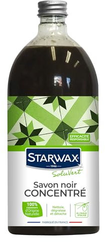 STARWAX SOLUVERT Savon noir concentré à l'huile d'olive 1L - Idéal pour nettoyer et nourrir sans rincer les sols et surfaces lavables