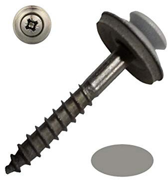Schrauben, Nieten & Co 50 Spenglerschrauben A2 grau (RAL 7005) Pozi mit 15 mm aufvulk. Dichtscheibe 4,5x20 mm (4,5x20 mm)
