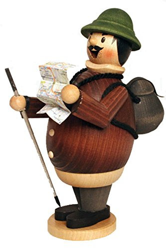 Drechslerei Kuhnert - Rauchmann/Räucherfigur aus Holz - Max als Wanderer - 16cm Höhe - Made in Germany