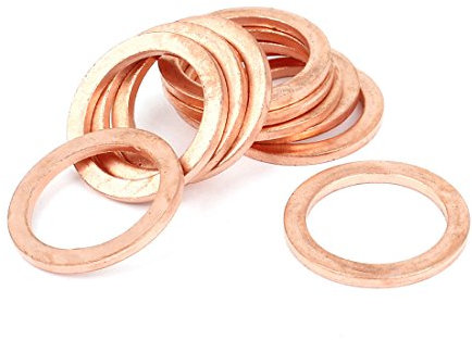 sourcingmap 10pcs Joint Cuivre 18mm x 24mm x 2mm Rondelle plate métrique