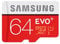 Samsung Speicherkarte MicroSDXC 64GB EVO Plus UHS-I Grade 1 Class 10, für Smartphones und Tablets, mit SD Adapter