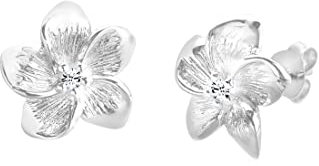 Elli Ohrringe Damen Frangipani Blüte mit Kristalle Blume in 925 Sterling Silber