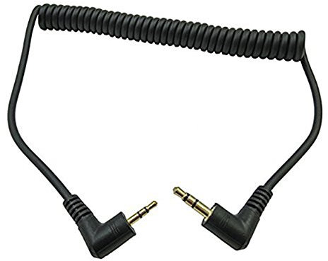 CERRXIAN - Cable de audio AUX en ángulo recto de 90 grados (3,5 mm macho a 2,5 mm macho, 3 polos), en espiral, color negro