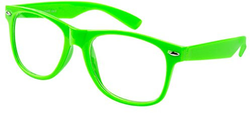 Ciffre EL-Sunprotect® Klar Glas Nerdbrille Brille Nerd Sonnenbrille Hornbrille Streber Neon Grün