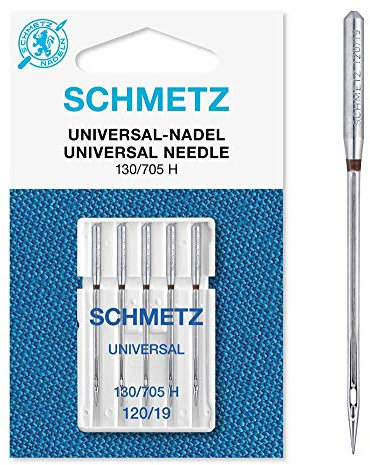 SCHMETZ | 5 Nähmaschinennadeln | Universal | 130/705 H | Nadeldicke 120/19 | auf jeder gängigen Haushaltsnähmaschine einsetzbar