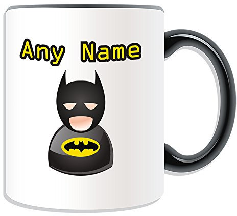 Regalo unigift - Tazza di Batman (tema icona design, opzioni colori) - qualsiasi nome/messaggio sul tuo unico - eroe