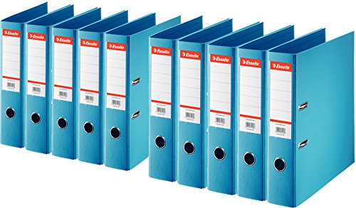 Esselte PlastikOrdner Standard, DIN A4, 75 mm, sortiert, 10er Pack (A4, hellblau)