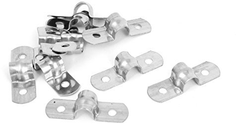 sourcing map 10 Stück Starrer Rohrgurt Erstaz 8 mm 0.3 Zoll Zugrohr Clip Klemme 2 Loch 304 Edelstahl