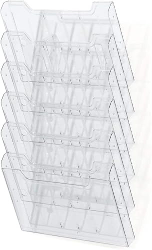 Exacompta 64258D Wandprospekthalter 6 Fächer für Dokumente DIN A4 quer glasklar Flyerhalter Zeitschriftensammler