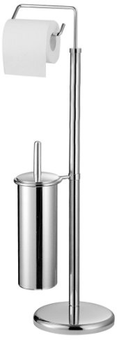 Premier Housewares Brush Holder Freestanding Toilet Roll Holder Coloured Chrome Toilet Roll Holders Free Standing Toilet Brushes and Holders Sets, Silver, Height 75 cm x Width 19 cm x Depth 19 cm