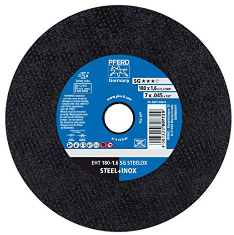 PFERD Trennscheibe EHT | 180x1,6x22,23mm, gerade, Leistungslinie SG STEELOX | 61326410 – für Stahl und Edelstahl (INOX)