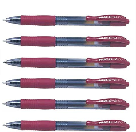 Pilot Set 6 Stifte Schreibender Gel G2 07 Bordeaux