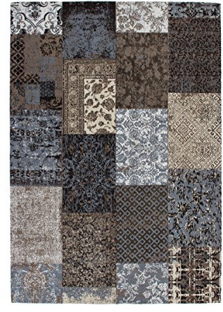 Kayoom Teppich Jacquard 150 Braun Braun 120cm x 170cm 100% Baumwolle Chenille