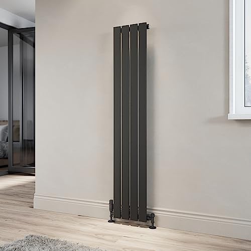 ELEGANT Designer Vertical Column Radiator Anthracite Single Flat Panel 1600 x 300mm