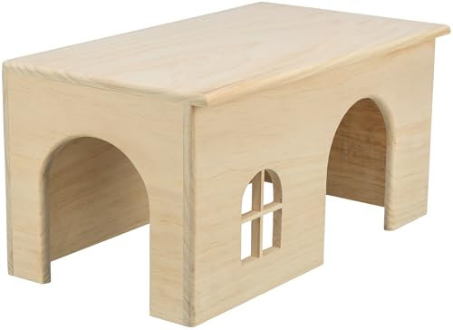 TRIXIE Holzhaus - ohne Klammern und Nägel - Aussichtsplatz auf dem Dach - z.B. für Meerschweinchen, Zwergkaninchen - Kiefernholz - 40 x 20 x 23 cm - 61263