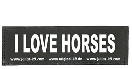 Interchangeable Patches, 1 pair, I LOVE HORSES, Size: Small, Black