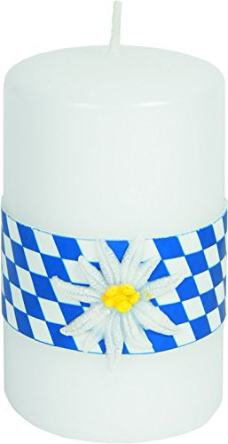 Unbekannt Kerze Stumpen Edelweiss Rautenrand Ø 6cm, Höhe 10cm