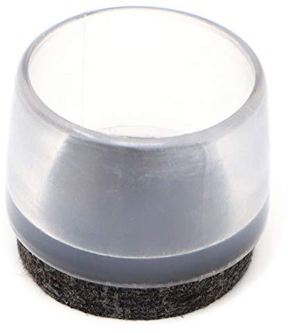 Adsamm® / 16 x Stuhlbeinkappen mit Filz / Transparent / Ø 21 - 22 mm / rund / Filz-Möbelgleiter für runde Sesselfüße sowie runde abgeschrägte Stuhlbeine