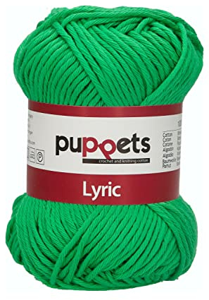 Puppets Lyric Stärke 8 4572008-05012 Crochet Yarn 100% Cotton Green