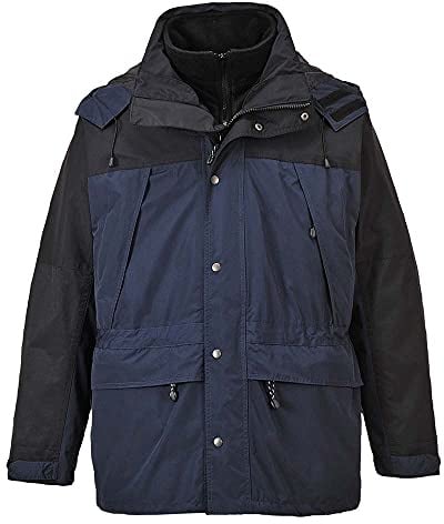 Portwest S532 Orkney 3-in-1 Jacket Long Sleeve Waterproof Pack Away Hood | Navy, 4X Large, EN 343 Class 3:2, Interactive Fleece, Phone Pocket, Two-Way Zip, Zipped Pockets, Durable, Corporate