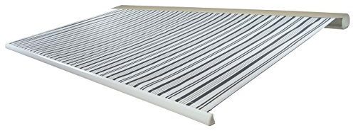 Mendler Elektrische Kassetten-Markise T124, Vollkassette Volant 5x3m - Polyester Grau/Weiß