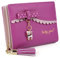 UTO Portefeuille Femme Porte-Cartes PU Cuir Doux avec Chat et Nœuds Papillon Ton d'or Mignon Rose Fuchsia