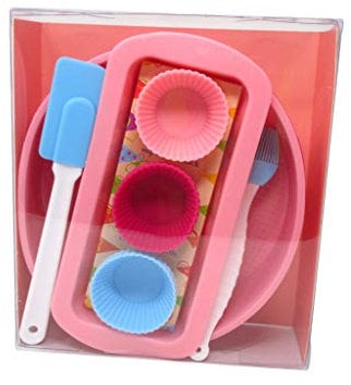 17 Piece Silicone Bakeware Baking Set with Cupcake Moulds, Round Cake Moulds and Loaf Moulds and with Spatula and Pastry Brush